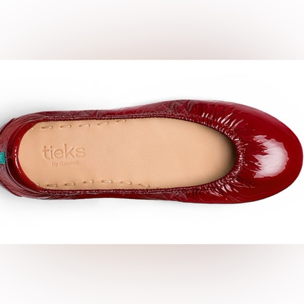 Tieks Ruby Red Patent Leather Ballet Flats 8 - Picture 2 of 7